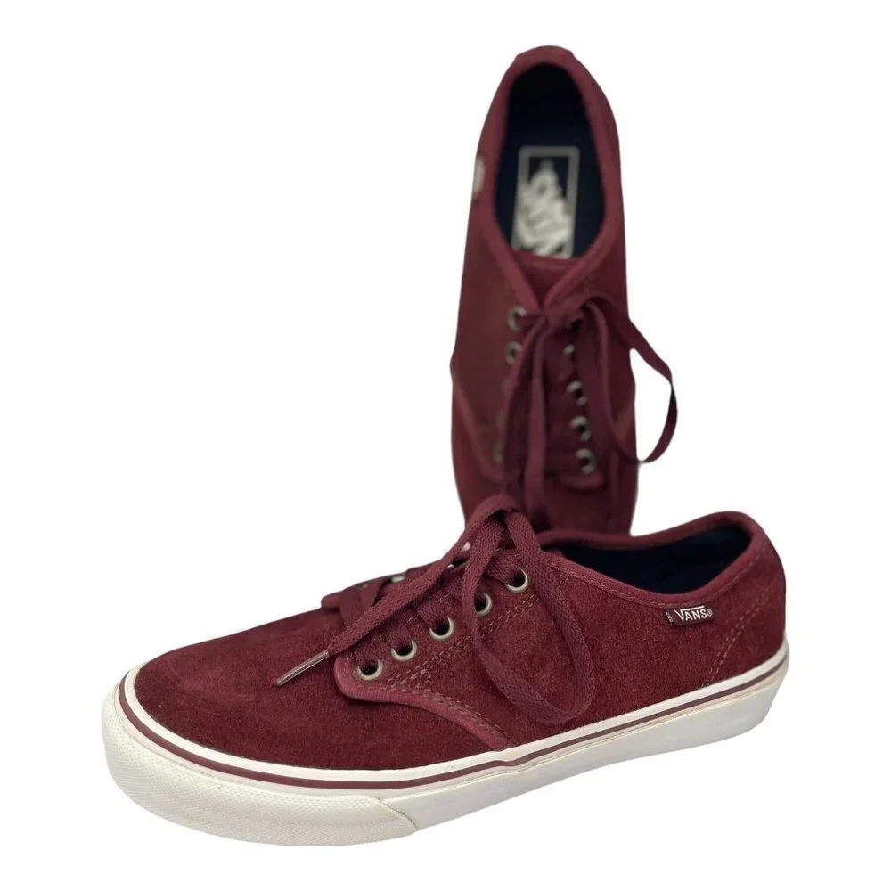 VANS OLD SKOOL Retro Low Top Sk8 Shoes Women 7 Burgundy Textured Suede Sneakers - Picture 1 of 14
